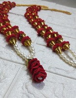 Collier Milni Haar traditionnel artisanal, magnifique, orné de perles florales, pour les rituels de mariage et les accessoires de puja pour les idoles divines