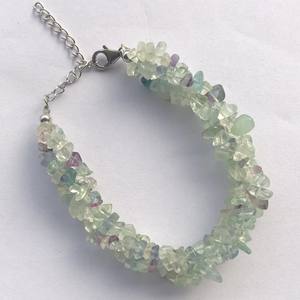 หินฟลูออไรต์สีเขียวธรรมชาติขนาด 4 มม. 6 มม. 8 มม. แบบไม่เจียระไน ร้อยเป็นเส้นแบบเชือกเกลียว สร้อยข้อมือพร้อมตัวล็อคเงินแท้ ชุบทอง เป็นของขวัญ - Product Image 1