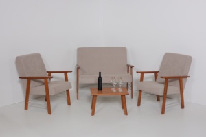 ชุดโซฟาไม้และโต๊ะกาแฟสไตล์ร่วมสมัยสำหรับห้องนั่งเล่น ใช้ได้ทั้งภายนอกและภายในบ้านพักตากอากาศและอพาร์ตเมนต์ - Product Image 4