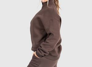 Custom Logo Windproof Loose Stand Collar Women Sportswear Workout Athletic Fitness <b>Hoodie</b> Half Zip Outdoor Sweatshirt - Product Image 3