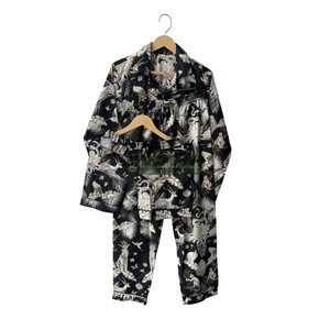 Conjunto de pijama de verano con estampado floral de algodón de 3 piezas al por mayor, ropa de dormir para mujer, camisa de punto transpirable, pantalones cortos, traje de noche - Product Image 1