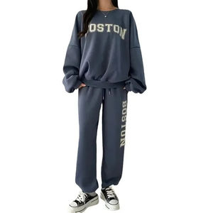 Sudadera con capucha informal al por mayor para mujer, conjunto de 2 piezas, Kimono deportivo con forro polar y cuello para Primavera, Otoño/Invierno, patrón sólido - Product Image 5