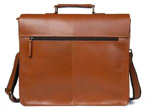 Sac à main pour ordinateur portable de 15 pouces en cuir véritable Tan, professionnel, élégant, avec bandoulière réglable, léger - Product Image 4