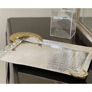 Decoración de Ramadán, platos de servidor de comida, bandeja de hierro hecha a mano única, bandeja de Ramadán blanca para el hogar, Hotel y restaurante, accesorios - Product Image 5