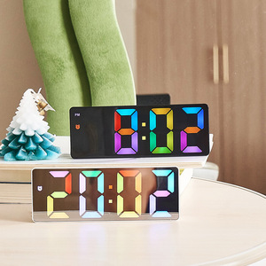 Tùy Chỉnh Đồng Hồ Với Ngày Và Ngày Mỏng Hình Chữ Nhật Gương Kỹ Thuật Số RGB Báo Động Thông Minh Trang Trí LED Đồng Hồ Máy Tính Để Bàn Bảng Đồng Hồ - Product Image 2