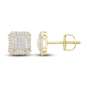 Boucles <span class=keywords><strong>d</strong></span>'oreilles en or jaune certifié IGI 14K 1/6 rondes taille idéale pour hommes en laboratoire <span class=keywords><strong>Prix</strong></span> - Product Image 2