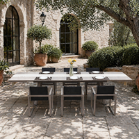 Ensemble de table et chaises de jardin en aluminium luxueux, table extensible, fauteuils, design moderne, durable, léger, pour usage extérieur
