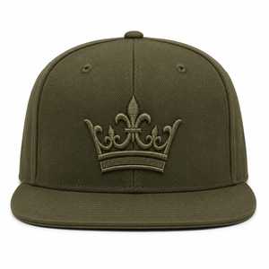 Casquette Snapback 5 Panneaux Brodée 3D Olive Crown, Visière Plate, Vert Olive Premium, Sport Décontracté - Product Image 1