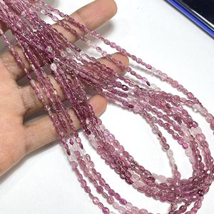 AAA Quality <b>Pink</b> Tourmaline Smooth Nugget Shape Center <b>Drilled</b> Beads Natural Gemstone 3x4-4x5MM 14 Inch Long Strand Wholesale - Product Image 2