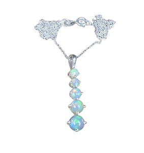 Colgante de 5 piedras, opalita lechosa, colgante de cadena de piedras preciosas de Plata de Ley 925 con o sin cadena, regalo de joyería hecho a mano para cumpleaños - Product Image 1