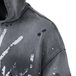 SPORTISH IMPEX Custom <b>Mens</b> Heavyweight Cotton Oversized Hoodie Distressed Sun Fade Wash Digital Print <b>Pullover</b> - Product Image 3