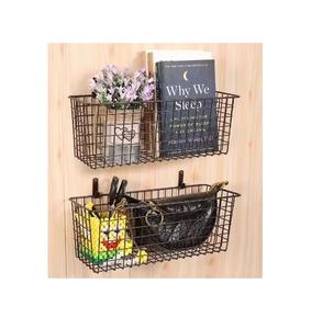 Attractive Round Metal Wire <b>Basket</b> In Gold Finished With <b>Wooden</b> Base Set Of 2 For Table Decor / Kitchen Decor Accents - Product Image 3