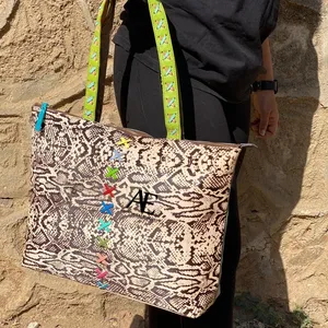 Новая сумка-тоут в западном стиле из меха и кожи со змеиным принтом, многоцветная сумка через плечо, женская сумка-тоут большого размера, лучший подарок для женщин