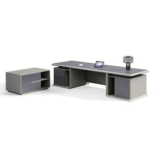 L-Shaped Modern Modular Executive <b>Desk</b> Durable Engineering Wood Smart Ergonomic <b>Extendable</b> Management Table Aluminium - Product Image 1