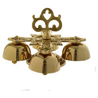 Cloche artisanale antique moderne en laiton, 4 sons, finition plaquée or, pour la liturgie religieuse, les cérémonies, les temples, la prière, la décoration intérieure