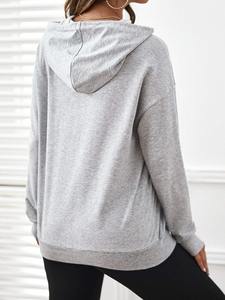 Sudadera con Capucha Informal para Mujer 2025, Color Sólido, Mangas Largas, Sudadera para Chicas y Damas - Product Image 2