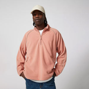 Quart Zip Mode Unisexe Surdimensionné Raglan Manches Sweat Pull Logo Personnalisé Hiver Chaud Polaire Hommes Hoodies - Product Image 1