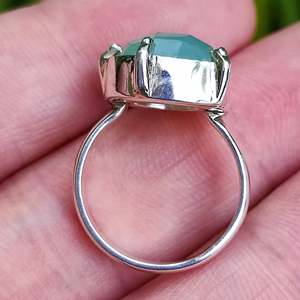 Navya <b>Craft</b> Handmade 925 Sterling Silver <b>Ring</b> Boho Style Chalcedony Customizable March Birthstone for US Customers - Product Image 3