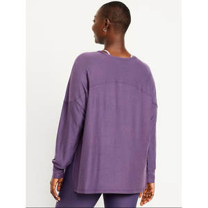 เสื้อยืดคอกลมแขนยาวสำหรับผู้หญิงเสื้อคอกลมแขนยาวผ้ายืดโพลีเอสเตอร์แบบใหม่สวมใส่สบาย - Product Image 4