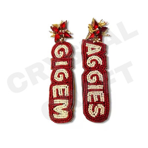 Fleurs Originalité Boucles d'oreilles perlées pour femmes Patriotique Orange Blanc Bleu Couleur pour mariage ou Memorial Day - Product Image 3