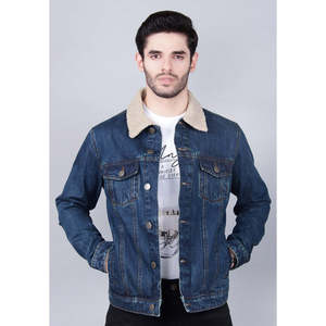 Veste coupe-vent d'hiver DUANE pour homme Unze London, en tissu denim avec décoration boutonnée - Product Image 1