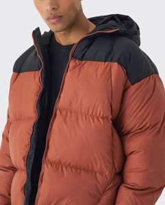 Blouson matelassé orange rouille pour homme avec capuche contrastante noire – Manteau d'hiver chaud et décontracté pour l'extérieur – Veste rembourrée élégante - Product Image 2
