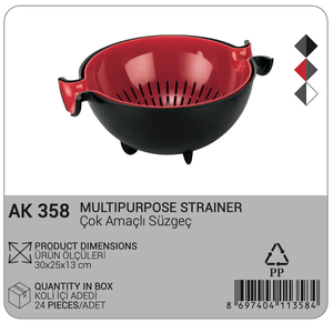 กระชอนครัวพลาสติกขนาด 4.5 ลิตร เป็นมิตรกับสิ่งแวดล้อม ทนทาน พร้อมขาตั้ง จับง่าย ใช้ได้หลากหลาย สำหรับล้างเส้นพาสต้าและผัก - Product Image 2