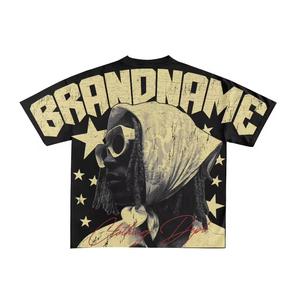 Unisex Custom Graphic Acid Wash Cotton Vintage All-Over Print <b>T</b>-<b>Shirt</b> Fashionable Custom Boxy <b>Crop</b> 100% Cotton Manufactured Top - Product Image 3