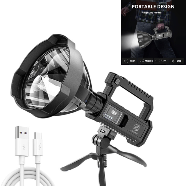 Portable Super Bright 1000 Lumen Torch Light XHP 50 90 Searchlight Long Range Powerful USB Rechargeable LED Flashlight