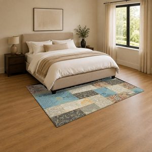 Tapis de salon en chenille antidérapant, imprimé numériquement, style anatolien traditionnel, couleur terre cuite et or, lavable en machine, vente en gros - RUGS DEPOT LXDP-0259 - Product Image 3