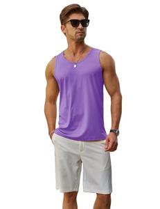 Camisetas sin mangas para hombre, chaleco muscular de secado rápido, transpirable, de algodón ecológico, color liso, 220g, para gimnasio, fitness, entrenamiento, uso casual de verano, OEM ODM - Product Image 1