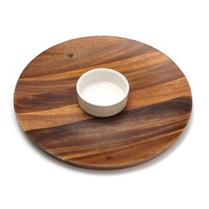 Astillas de madera de mango y bandeja de inmersión con 2 cuencos de cerámica Bandeja rectangular de madera para servir aperitivos Plato de inmersión moderno para servir - Product Image 6