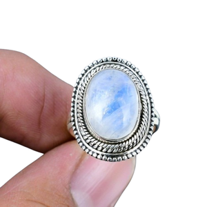 Bijoux pour femmes Bague en argent style bohème Bijoux en argent sterling 925 Pierre de lune Pierre précieuse Tendance Bague faite main Cadeau pour l'amour - Product Image 1