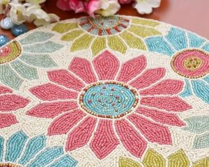 El mejor diseño temático, vajilla redondeada, mantel decorativo con cuentas de vidrio, Mantel Individual para fiestas y otras funciones - Product Image 4