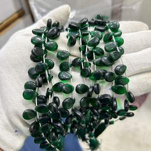 ลูกปัดแก้วควอตซ์สีเขียวสำหรับทำเครื่องประดับอัญมณีชิ้นเดียวแบบหลวม - Product Image 1