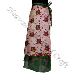 Nouveau élégant 2 couches réversible magique soie Sari Wrap longue jupe réversible Vintage soie magique Wrap 38 pouces femmes Hobo Wrap chaud - Product Image 1