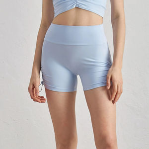 กางเกงกีฬาขาสั้นเอวสูงสำหรับผู้หญิงเลกกิ้งขาสั้นปรับได้สำหรับใส่ขี่จักรยานเล่นฟิตเนสเล่นกีฬาสีพื้นเซ็กซี่ - Product Image 6