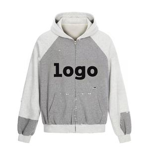 Sudadera con Capucha Personalizada Vintage de Alta Calidad con Cierre, Resistente al Viento, Antiencogimiento, de Felpa Lavada, Estilo Urbano, Hip Hop, Talla Grande - Product Image 1