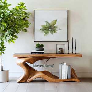 Bàn điều khiển bằng gỗ điêu khắc hiện đại với cơ sở hữu cơ nghệ thuật hiện đại lối vào bảng điểm nhấn cho hành lang phòng khách - Product Image 4