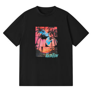 T-shirt décontracté tendance à col en V et manches courtes pour adultes, 100 % coton, écologique, doux, style hip-hop, logo personnalisé - Product Image 1