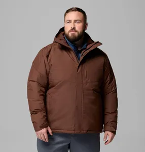 Veste d'hiver rembourrée à capuche pour homme, en polyester épais, coupe-vent, fermeture éclair, style décontracté, couleur unie, chaude et matelassée - Product Image 1