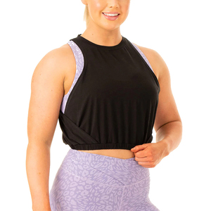 Venta al por mayor de las mujeres recortada camiseta sin mangas con logotipo personalizado impreso Crop Top Singlet suelta transpirable deportes camiseta chaleco para las mujeres - Product Image 4