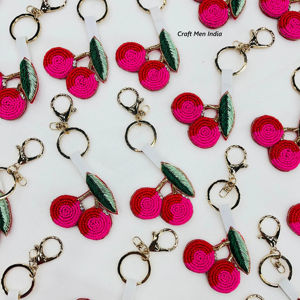 Cerise porte-clés à la mode perle perle pour amour porte-clés sac à dos téléphone portable suspendu décoration perlée porte-clés fil travail - Product Image 1