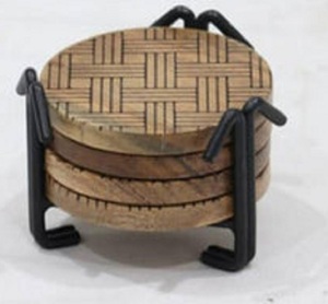 Garantie de qualité support en bois personnalisé boisson sous-verre en bambou résistant à la chaleur sous-verre en bois ensemble pour Table basse sous-verres en pierre - Product Image 1