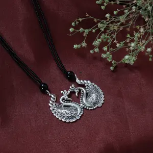 <b>Silver</b> Swan <b>Pendant</b> Necklace Emerald Zircon Moissanite Diamond Beaded <b>Chain</b> 14K Gold Trendy Style Rhodium Plated Women's Gift - Product Image 1