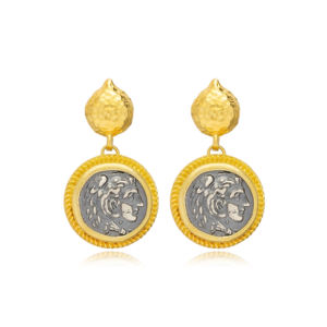 Diseño de medallón Vintage, venta al por mayor, Plata de Ley 925, turco, hecho a mano, pendientes de oro de 22K, joyería fina para mujer - Product Image 1