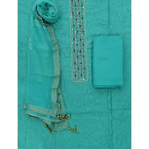Unstitched Festive Chanderi Silk <b>Fancy</b> <b>Suit</b> Indian Ethnic Wear Salwar Kameez Pakistani Dress Style with Heavy Georgette Material - Product Image 1