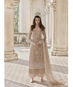 Indian Pakistani Style Butterfly Net with Embroidery Work Salwar Kameez Suit with Net Dupatta Set for Wedding Functions Cloth - Product Image 1