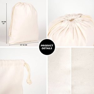 16 X 20 (40 X 50 Cm) Organic Cotton Drawstring <b>Pouch</b> Embroidered Logo Screen for Watches Crafts Customizable 4 oz <b>Laminated</b> - Product Image 4