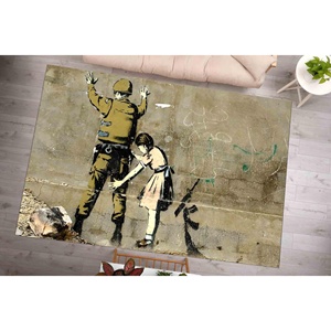 Alfombra con Diseño de Grafiti de Banksy: Decoración Artística Política Lavable a Máquina, Alfombra de Chenilla - Product Image 3